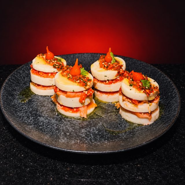 TORRE DE PALMITO COM PIMENTA E SALMÃO